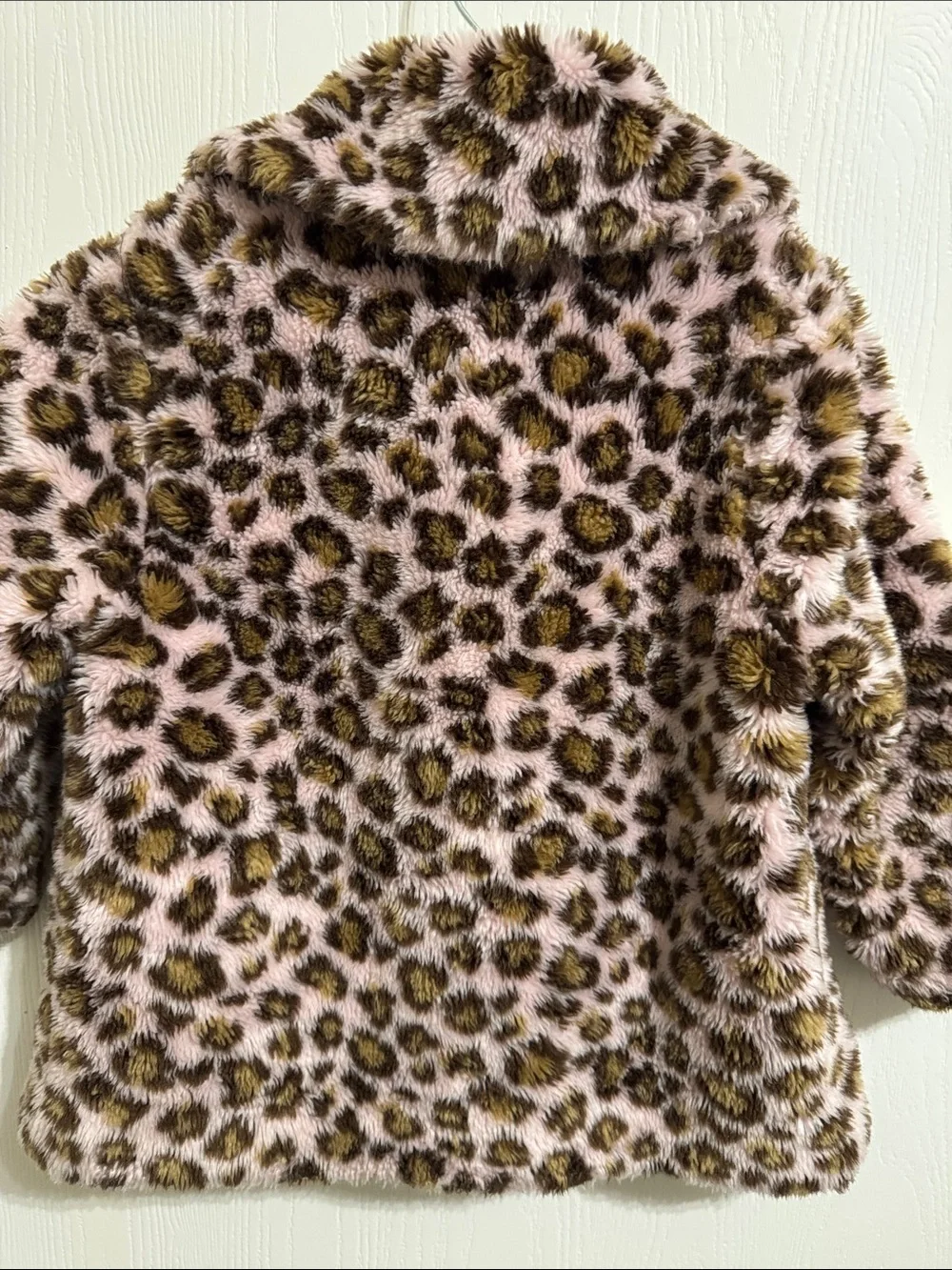 Gymboree Faux Fur Leopard Button Winter Coat Girls XS 3 4 Warm Animal Print
